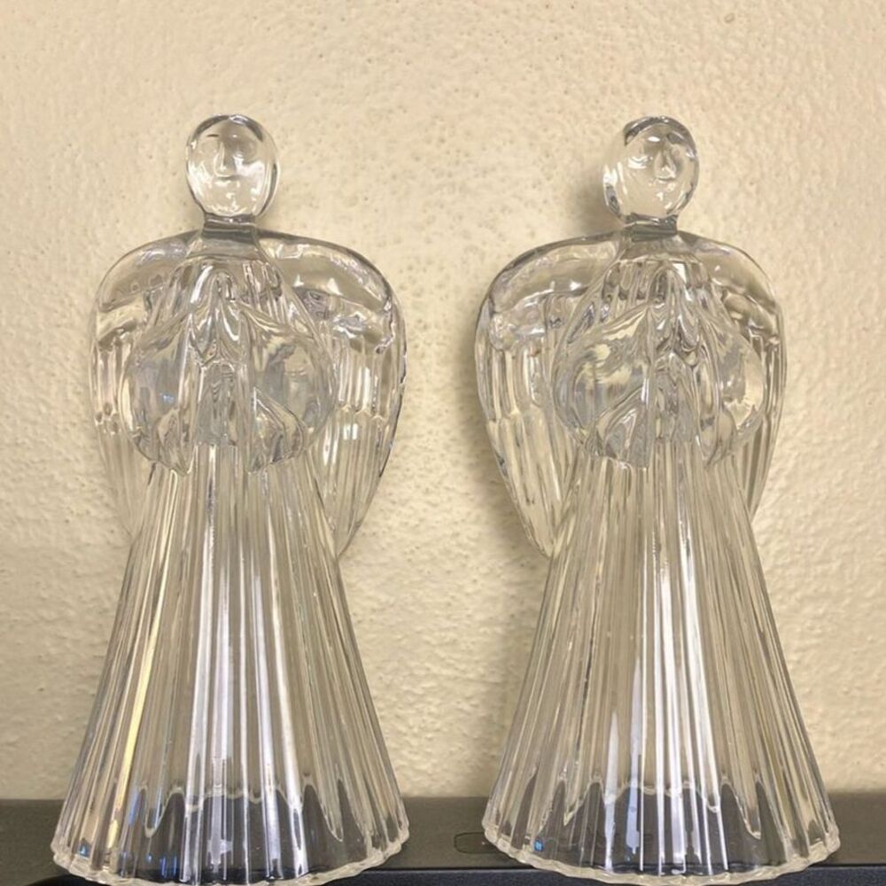Avon Glowing Angel crystal candle holders